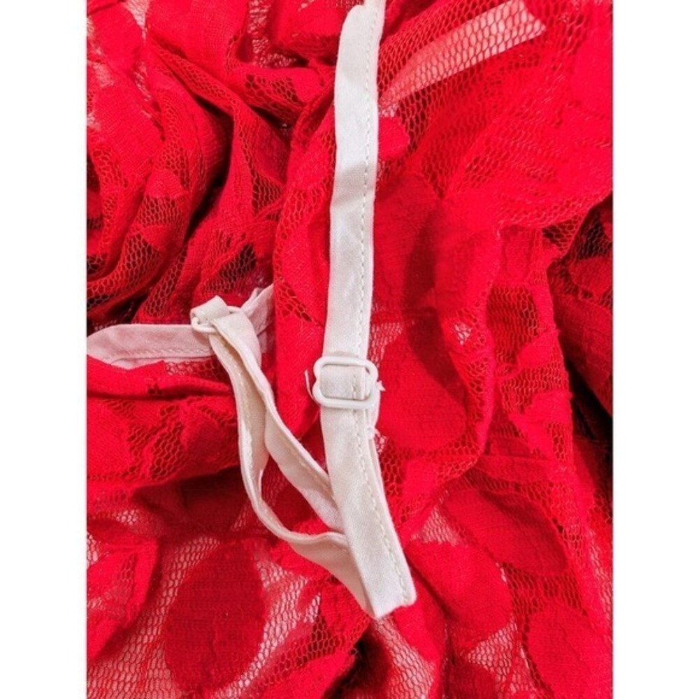Free People Hot Red Lace Fit & Flare Dress Size 4 NWT - Picture 6 of 9